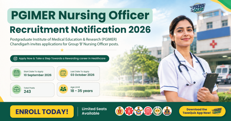 PGIMER Nursing Officer Recruitment 2026: Notification, Vacancy, Eligibility & Application Details
