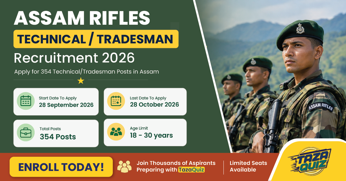 Assam Rifles Technical Tradesman Recruitment 2026