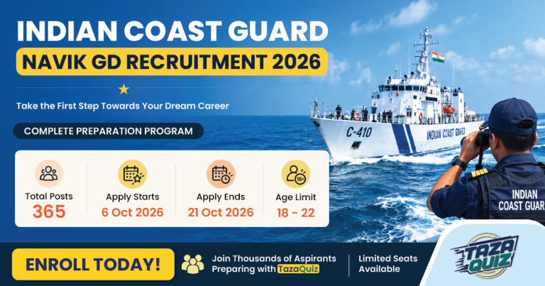 Indian Coast Guard Navik GD Recruitment 2026: 365 Vacancies, Eligibility & Apply Online