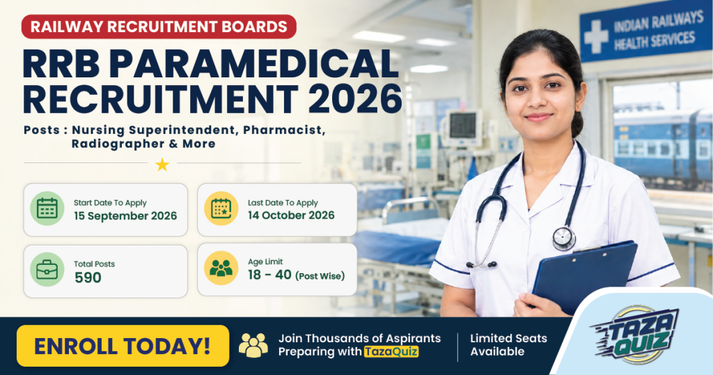 Railway RRB Paramedical Categories CEN 05/2026 Recruitment 2026 Apply Online for 590 Post